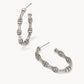 Kendra Scott Maura Bamboo Hoop Earring-Vintage Silver White Crystal