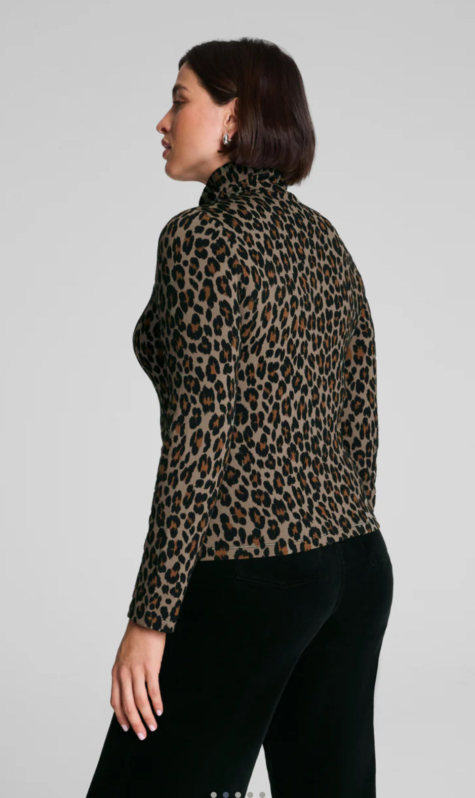 Spanx Ponte Jacquard Turtleneck-Light Leopard Print
