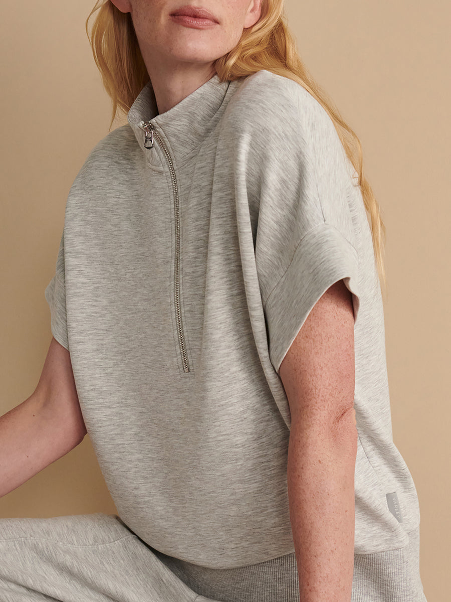 Varley “Ritchie” Short Sleeve Sweat - Light Grey Marl
