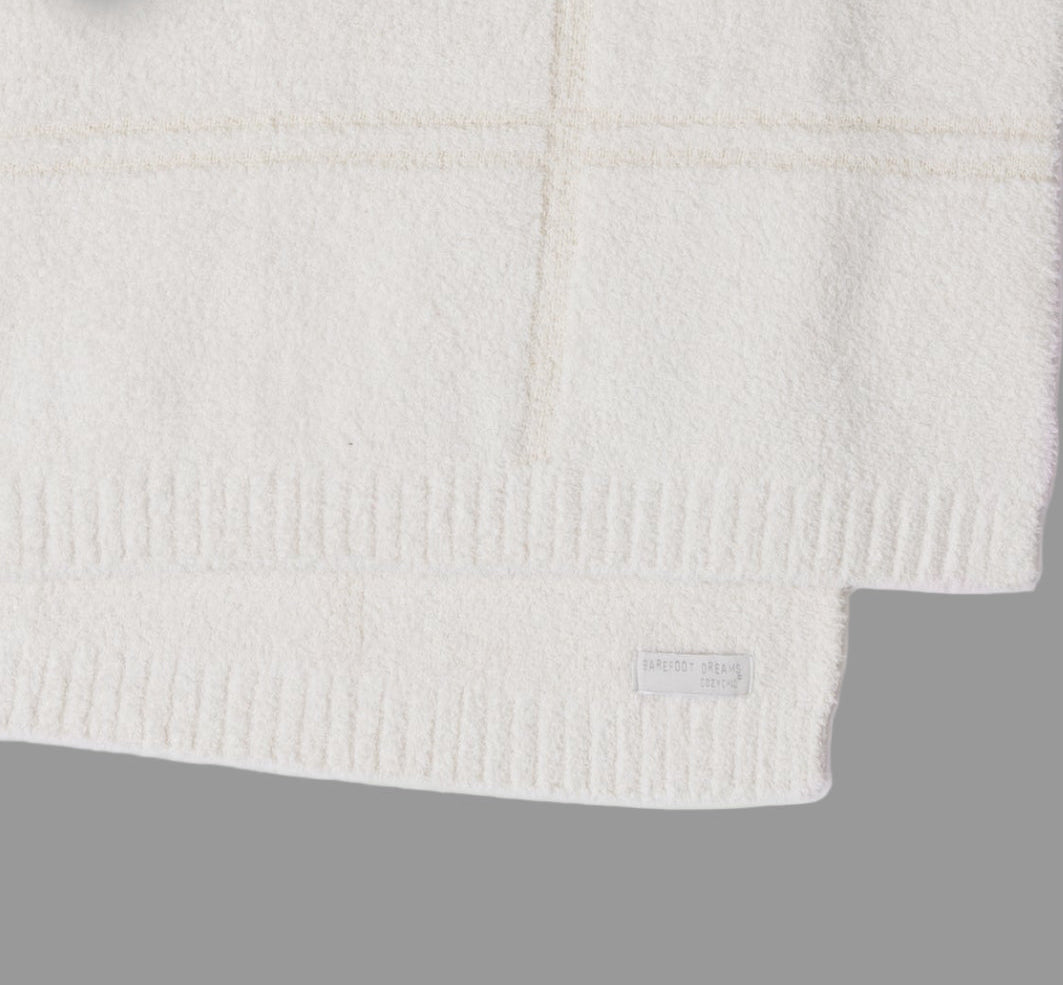 Barefoot Dreams  CozyChic® Cotton Tonal Plaid Throw - Cream
