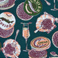 Printfresh "Champagne & Cavier" Quilted Pouch-Peacock Feather