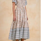 Elan S/S V-Neck Midi-Blue Whimsy Print