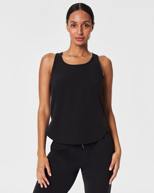 Spanx Casual Fridays Curved Hem Tank-Very Black