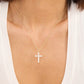 Melinda Maria “Oh She Fancy” Small Cross Pendant-Gold/White