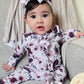 Caden Lane “Demi's Dusty Purple Floral” Ruffle Zipper Footie