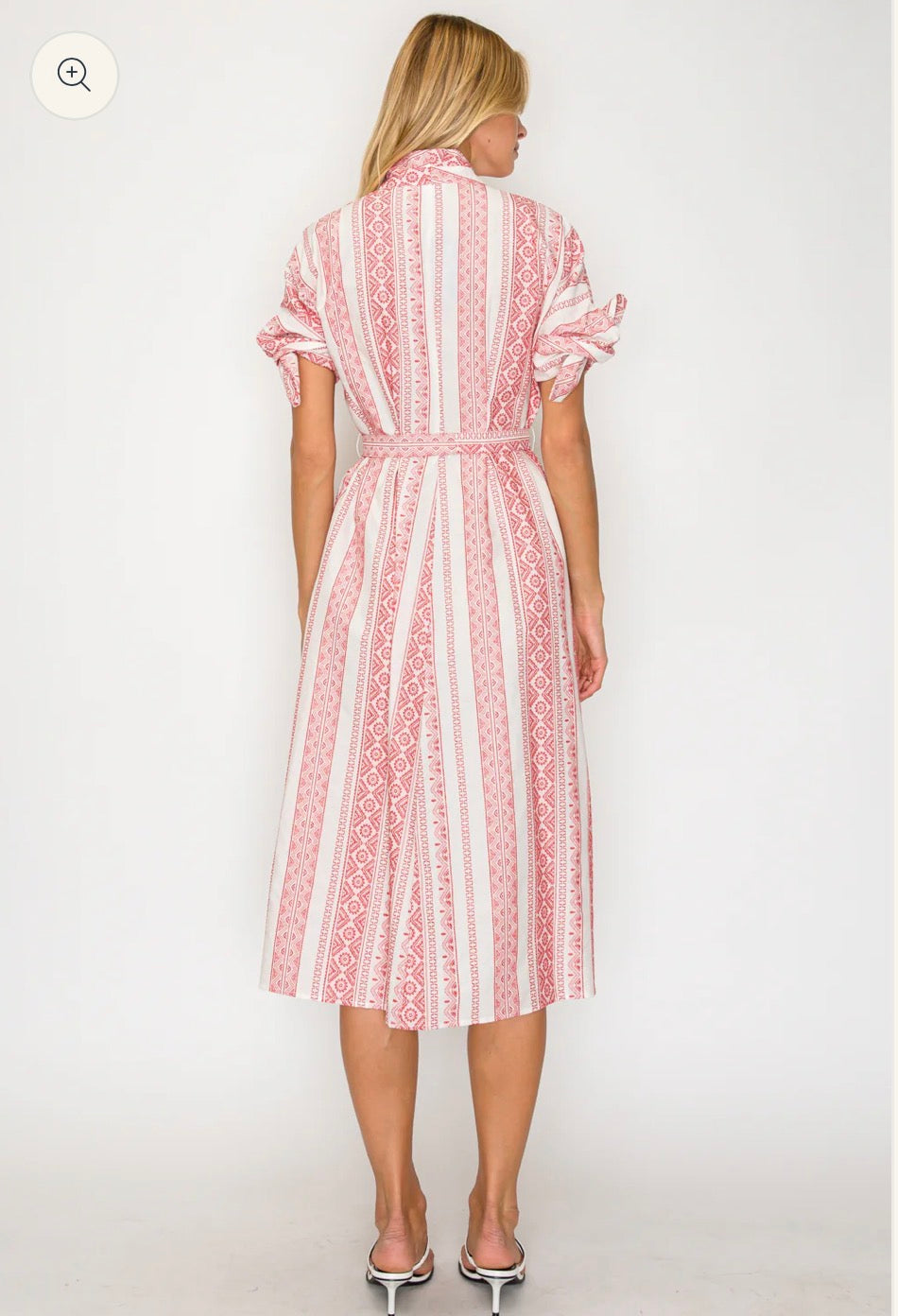 Meet Me in Santorini Shirt Midi Dress-Crimson Weave