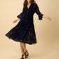 Hale Bob "Raven" Velvet Burnout Dress-Navy