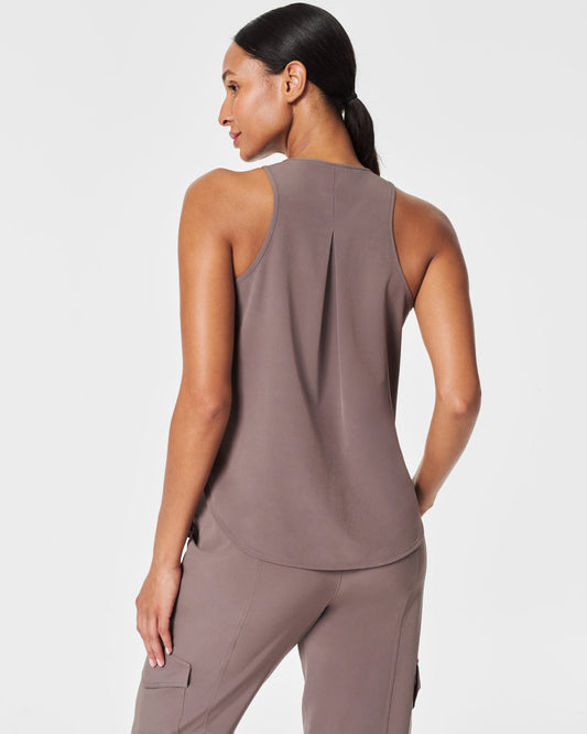 Spanx Casual Fridays Curved Hem Tank-Smoke