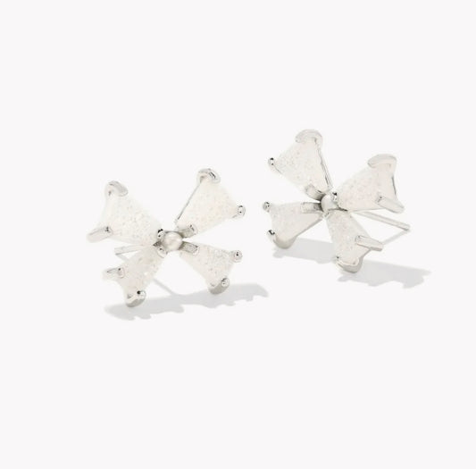 Kendra Scott Blair Bow Small Stud Earrings - Silver Iridescent Drusy