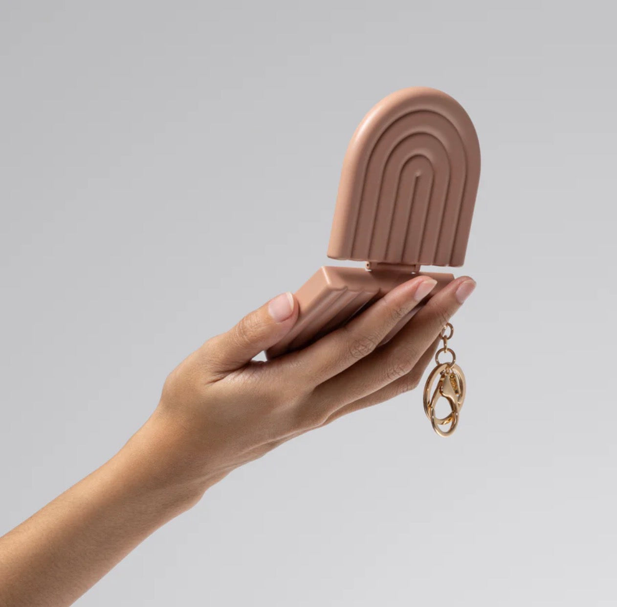 Kitsch Compact Mirror Keychain-Terracotta