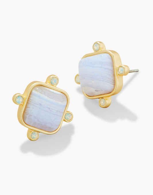 Spartina 449 Stone Stud Earring-Blue Chalcedony