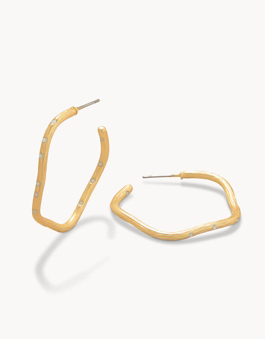 Spartina 449 Sand Bar Wave Hoop Earrings-White Opal