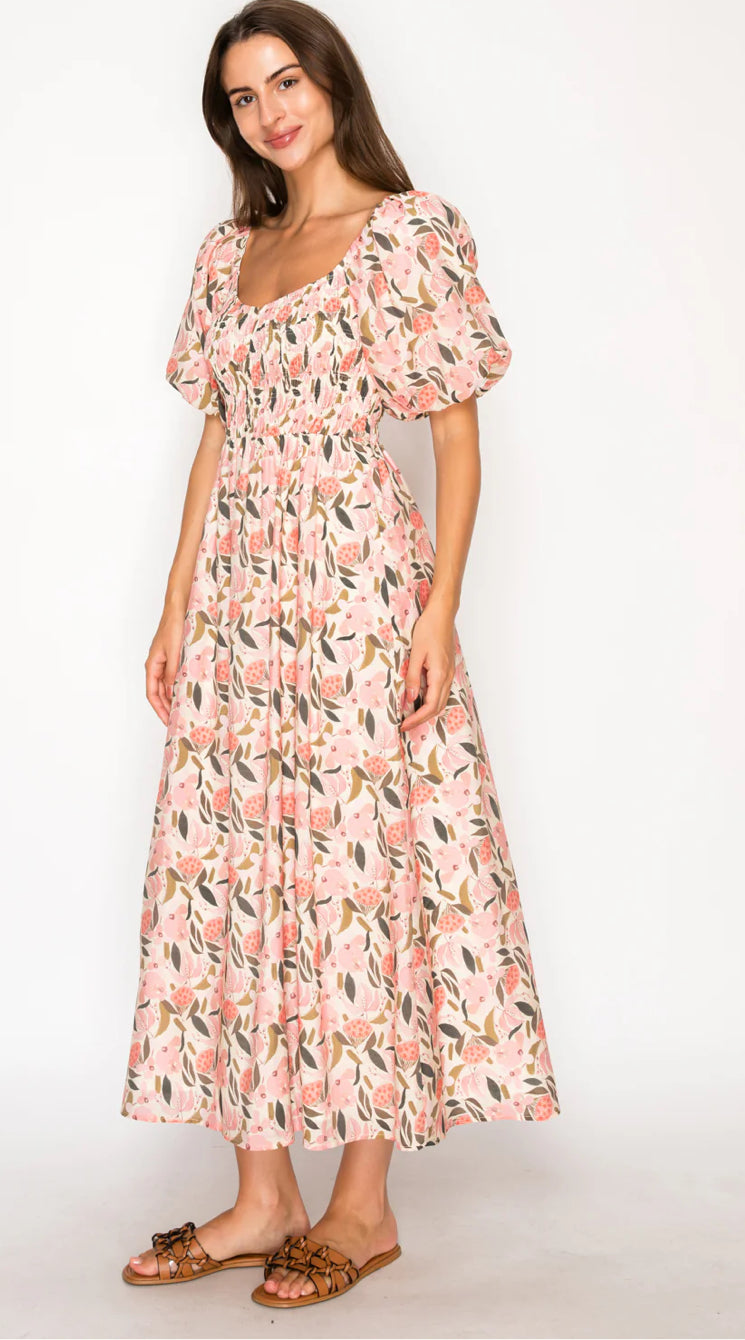 Meet Me in Santorini "Peony Glow" Maxi Dress-Coral
