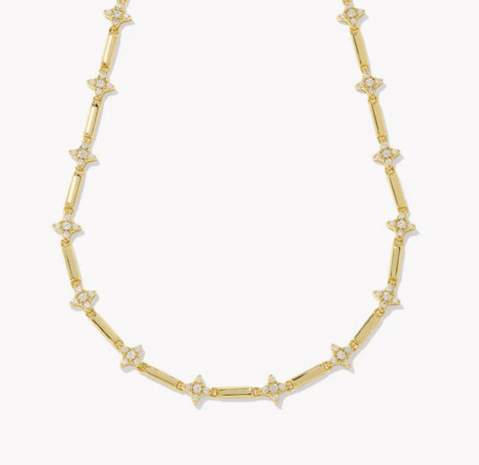 Kendra Scott Holland Strand Necklace - Gold White Crystal