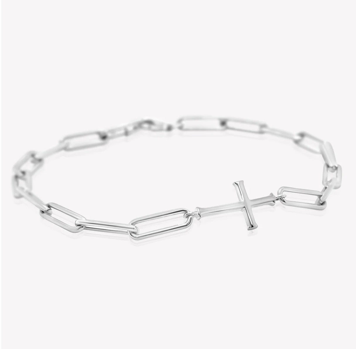 Rizen Chain Breaker Cross Bracelet-Silver