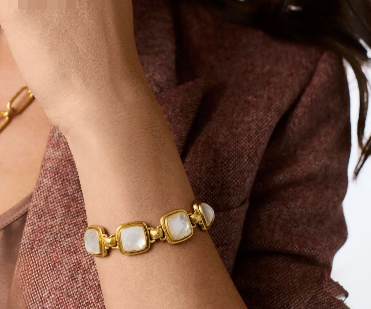 Julie Vos “Sahara” Stone Bracelet-Gold/Iridescent Sapphire Blue