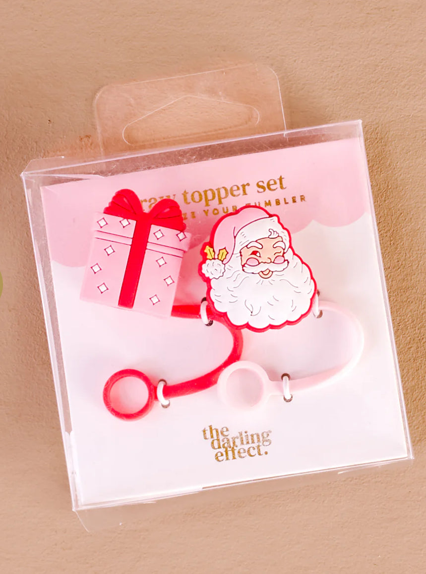 The Darling Effect Straw Topper-Holly Jolly Santa