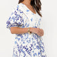 Greylin “Nanci” Popover Mini Dress - Ivory/Blue