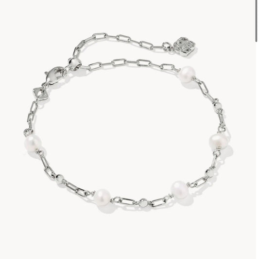Kendra Scott Ashton Delicate Chain Bracelet-Silver Freshwater Cultured Pearl