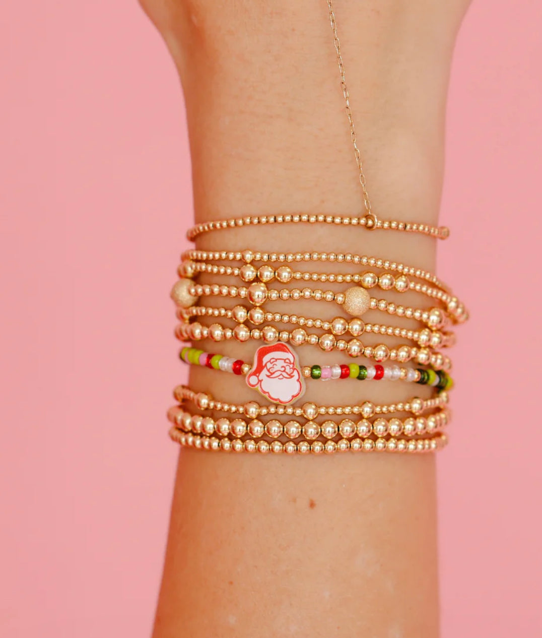 Beaded Blondes "Santa" Holiday Sprinkle Bracelet -Standard 6.75"