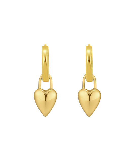 LeMel “Lucy” Heart Charm Huggie Earrings