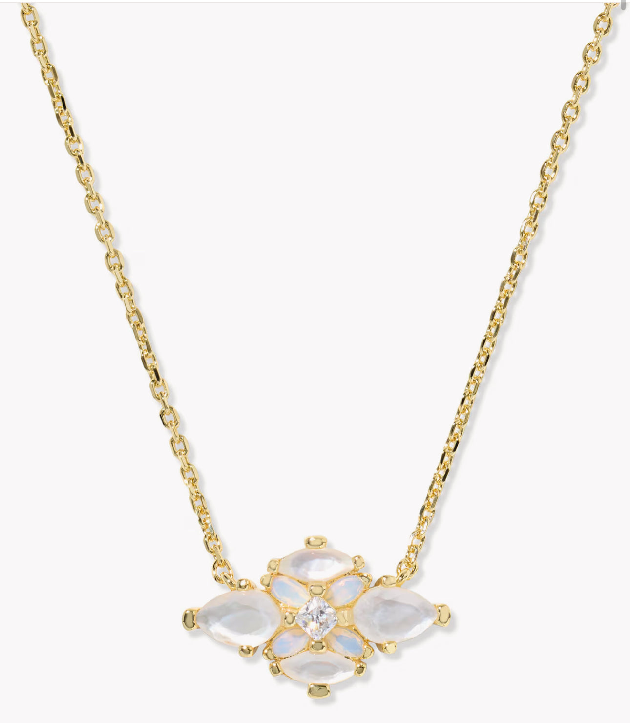 Kendra Scott Abbie Crystal Pendant Necklace-Gold Neutral Mix