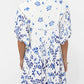 Greylin “Nanci” Popover Mini Dress - Ivory/Blue