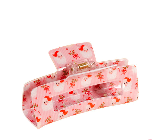 The Darling Effect Claw Clip-Holly Jolly Santa