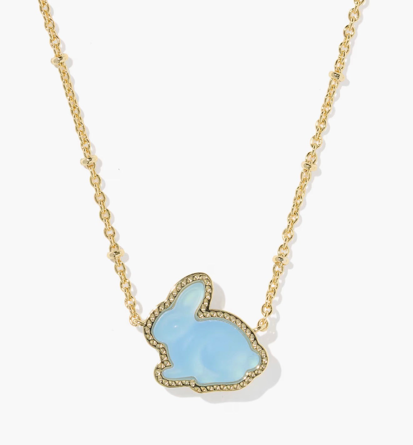 Kendra Scott Bunny Short Pendant Necklace-Gold Matte Light Blue Diochroic