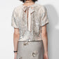 Greylin "Grace" Velvet Sequin Bubble Top-Cream