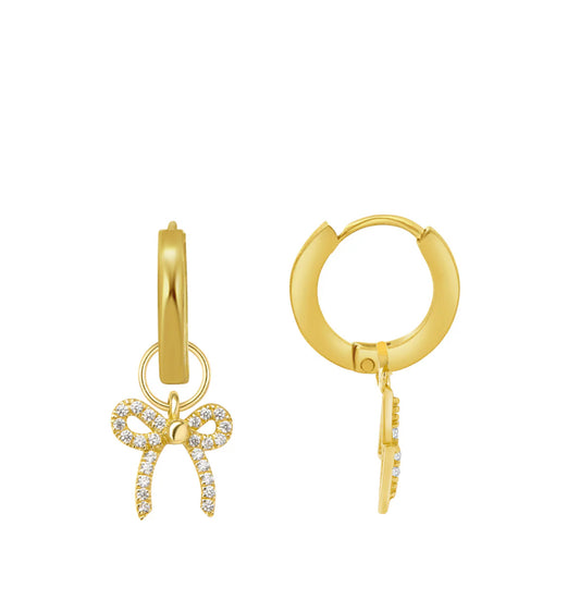 LeMel “Lucy” Bow Charm Huggie Earrings