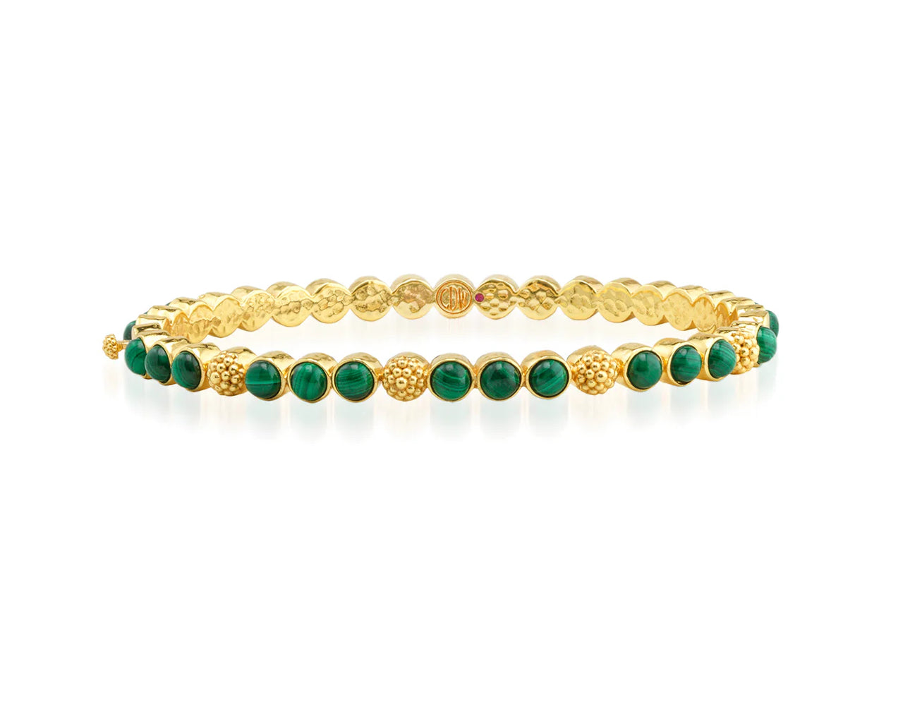 Capucine de Wulf “Berry Eternity” Petite Hinged Bangle-Gold/Malachite