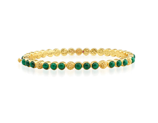 Capucine de Wulf “Berry Eternity” Petite Hinged Bangle-Gold/Malachite