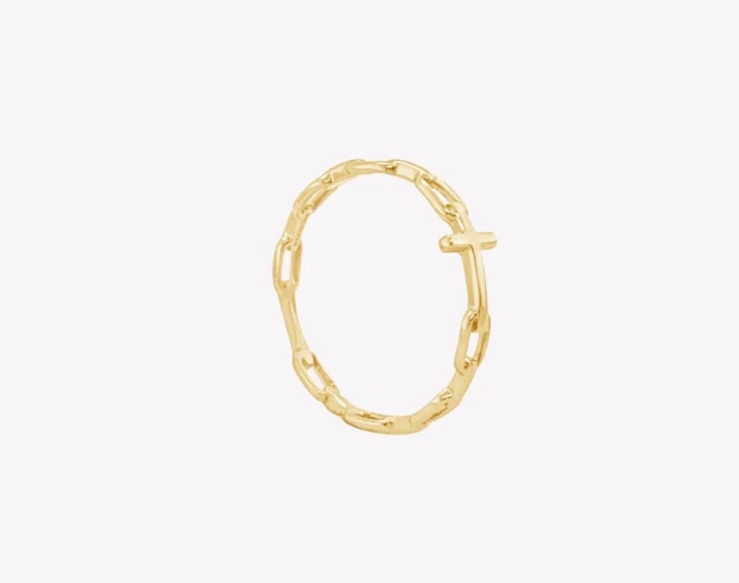 Rizen Chain Breaker Cross Ring-Gold