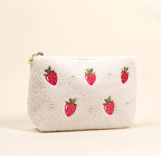 The Darling Effect Teddy Pouch-Strawberries & Pearls