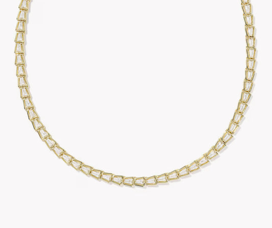 Kendra Scott Bella Tennis Necklace- Gold White CZ