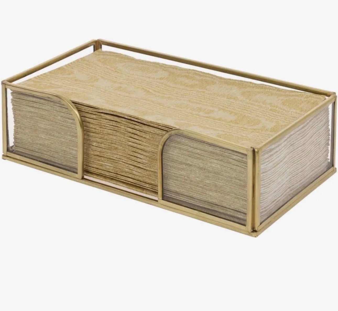 Gold Edge Glass Guest Napkin Caddy-Rectangle