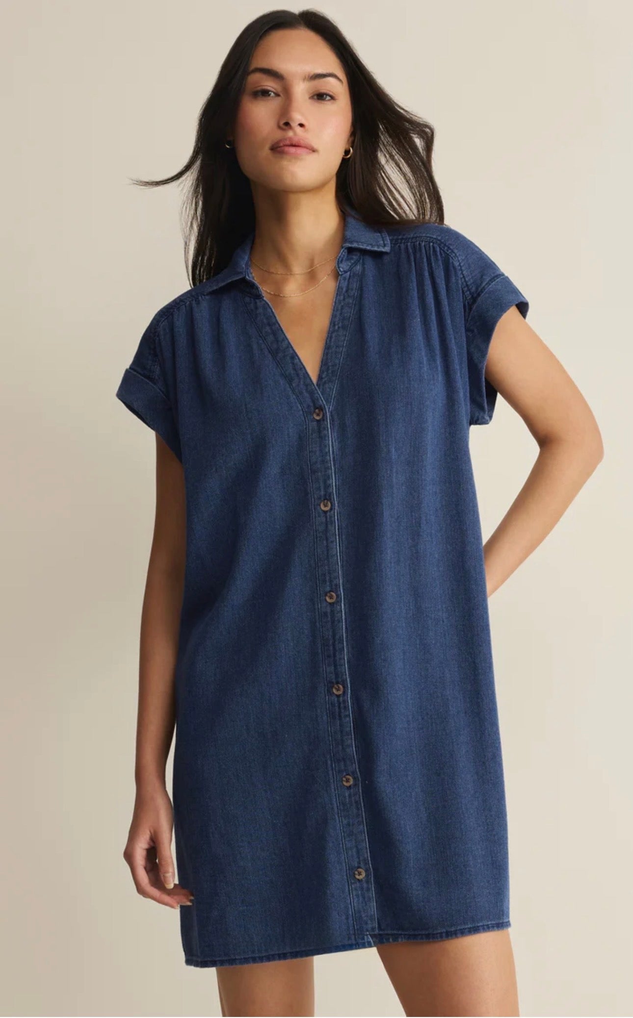 Z Supply Shellbound Twill Dress-Twilight Blue