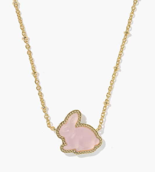 Kendra Scott Bunny Short Pendant Necklace-Gold Matte Blush Pink Diochroic