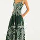 Farm Rio "Miranda" Buckles Maxi Dress-Dark Green
