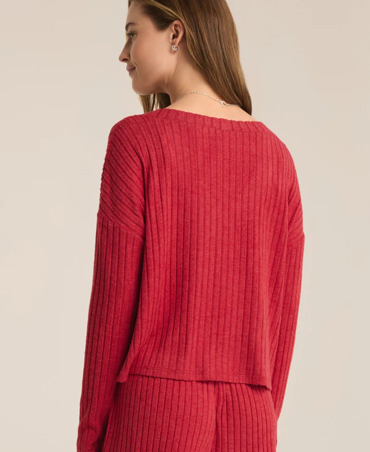 Z Supply Mara L/S Knit Cardigan- Haute Red