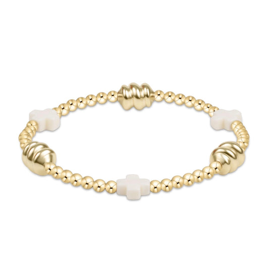 Enewton “Signature Cross Off-White & Admire” Gold 3mm Gold Bracelet