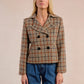 Molly Bracken Houndstooth Pattern Short Jacket-Brown