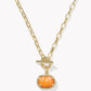 Kendra Scott Pumpkin Link Chain Necklace-Gold Orange MOP