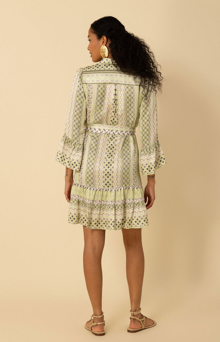 Hale Bob "Julietta" Charmeuse Dress-Olive