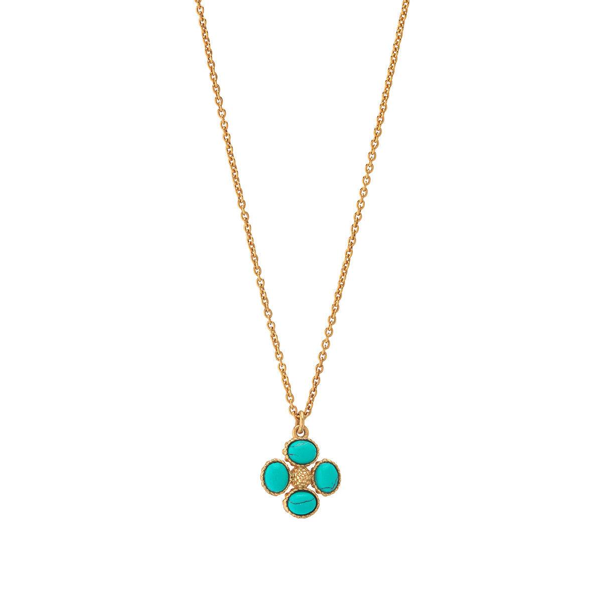 Capucine de Wulf “Berry Clover” Double Sided Charm Necklace, 16"+2" - Turquoise
