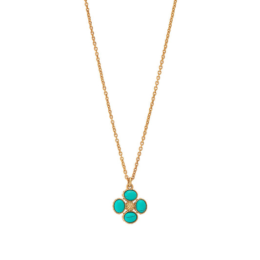 Capucine de Wulf “Berry Clover” Double Sided Charm Necklace, 16"+2" - Turquoise