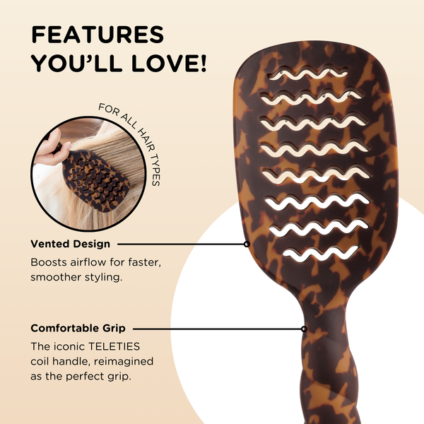 Teleties Full Sized Vented Hair Brush - Tortoise