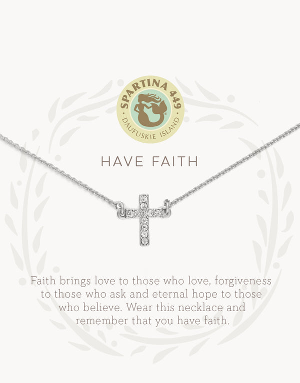 Spartina 449 Sea La Vie "Have Faith/Cross" Necklace-Silver