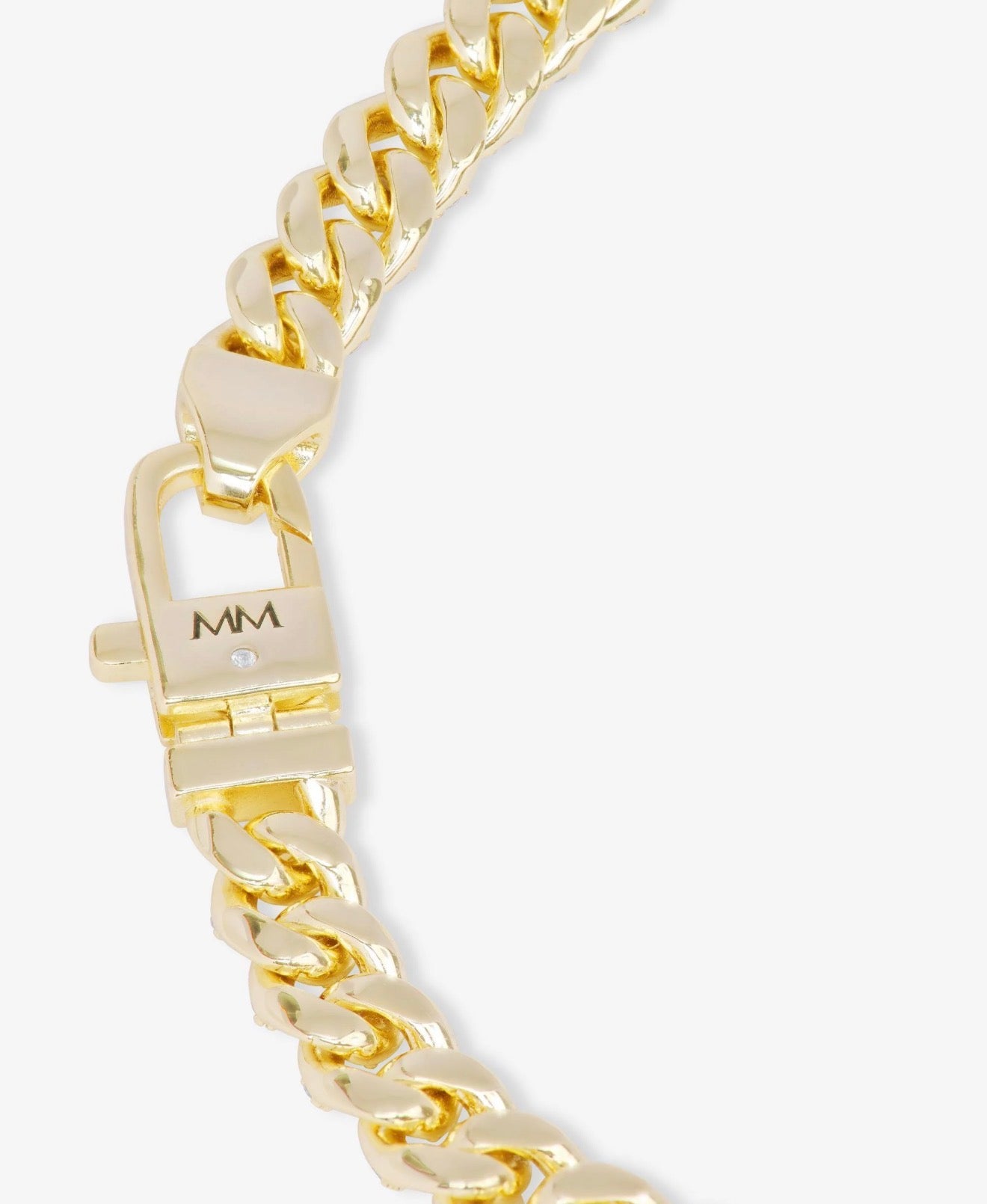 Melinda Maria “Pavé Julian” Cuban Chain Necklace-Gold/White CZ